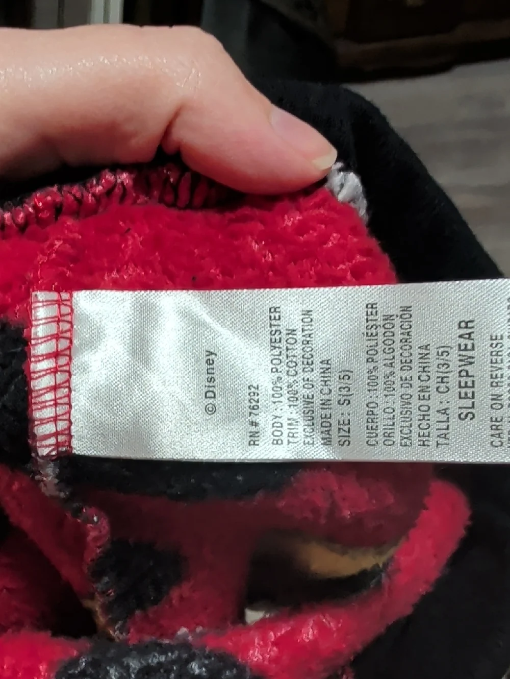 Disney Red Mickey Mouse Fleece Shorts with Black Waistband Size S - Picture 2 of 3